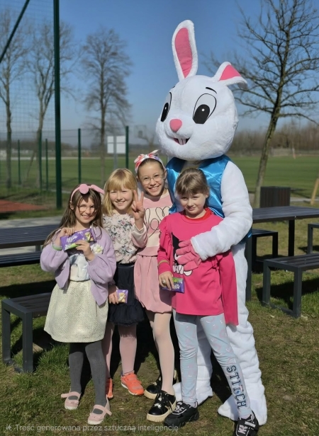 Wizyta sympatycznego zajączka i rozstrzygnięcie Szkolnego Konkursu na Stroik Wielkanocny