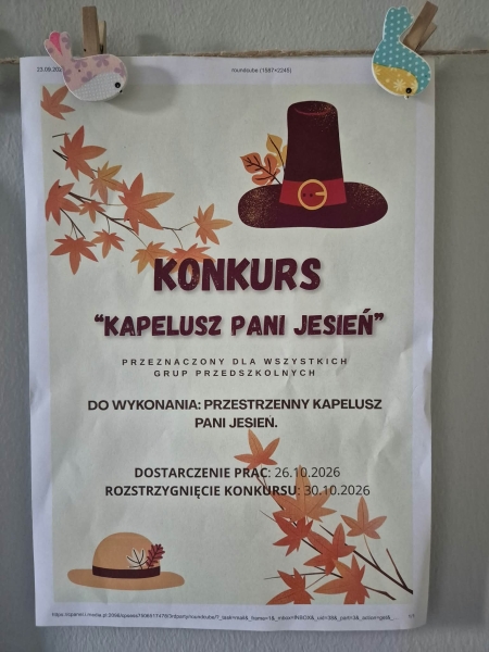 ''Kapelusz Pani Jesień''- Konkurs w przedszkolu