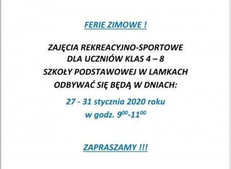 Zajęcia rekreacyjno-sportowe we ferie